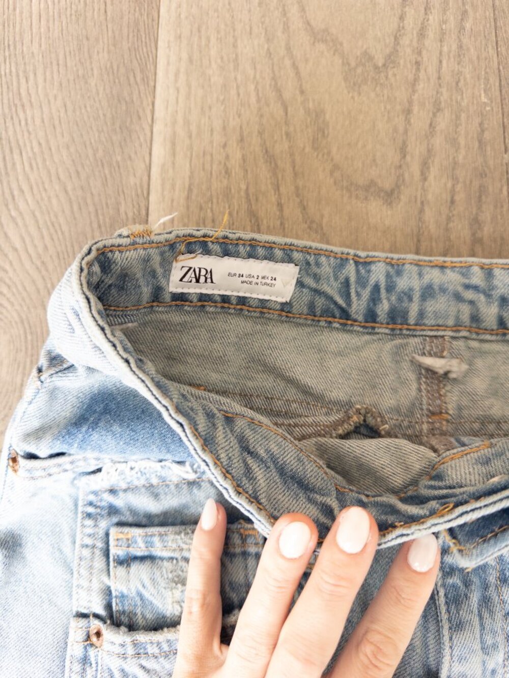 Zara Double Waistband Wide Leg Cropped Jeans Size 26 - Picture 6 of 7